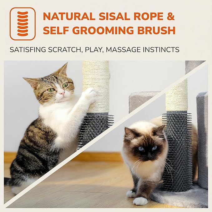 32" 7 Small Cat Tree for Kittens & Senior Cats, Removable Plush Perch, Cozy Condo, Sisal Scratching Post, Compact Cat Tower for Small Spaces w/Cat Toy