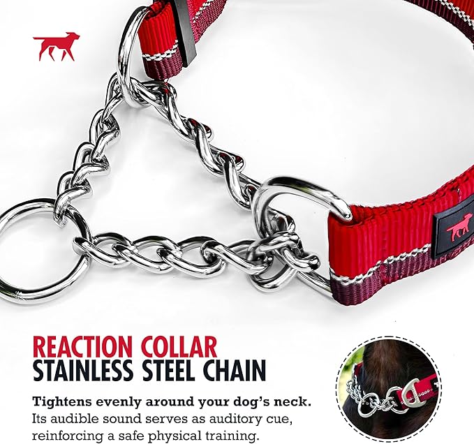 Tuff Pupper Martingale Collar for Dogs | Gentle Nylon & Steel Chain Limited Cinch Design is Perfect for Training | Dual Leash Attachment Points | Durable Quick Release Buckle | Sizing for All Breeds