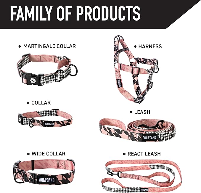 Wolfgang Heavy Duty Dog Leash, Pull-Tested to Over 800 lbs for Walking & Training, HoundsPink Print, Small