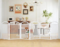 Folding No-Assembly Freestanding Dog Gate with Door,32" Heights Foldable Pet Fence,144" Extra Wide Accordion Puppy Folding Playpen for Doorways,House,Stairs (6 Panels,White)