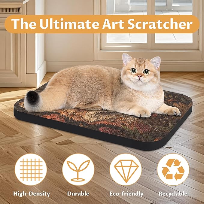 Art Cat Scratcher, Wall-Mountable Cat Scratching Board, Cat Wall Scratcher 16.7x11x1 Inch Cat Scratch Pad and Cat Scratchers for Indoor Cats Toy Furniture Protector(Fox)