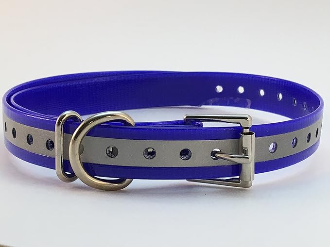 Replacement Strap for SportDOG Collars - 3/4" Wide Ultra-Durable Dog E-Collar Replacement for Training, Bark, Shock, Electric, and GPS Collars - 28" Adjustable Length SportDOG (Reflective Blue-FBA)