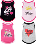 4 Pack Dog Shirts Summer Printed Puppy Clothes Cute Sleeveless Pet T Shirts Dog Clothes for Small Medium Dogs Cats Girl(M)