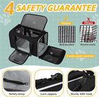 Petskd Pet Carrier 18x11x11 Delta American United Airline Approved, Pet Travel Carrier Bag for Small Cats and Dogs, Cat Soft Sided Carrier with Safety Lock Zippers, 5-Sided Breathable Mesh(Black)