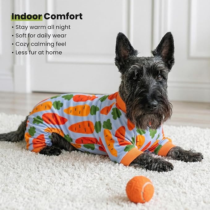 Fitwarm Carrot Dog Flecce Pajamas, Funny Easter Outfit for Small Dogs Boy Girl, Cute Pet Clothes, Blue, Orange, Red, Green, XS