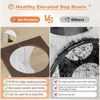 Piskyet Elevated Dog Bowls, Dog Bowls Stand, Raised Dogs Bowl's with 2 Stainless Steel Wooden Dogs Bowl,3.5Cups6''H_30 oz Bowl-Farmhouse Style
