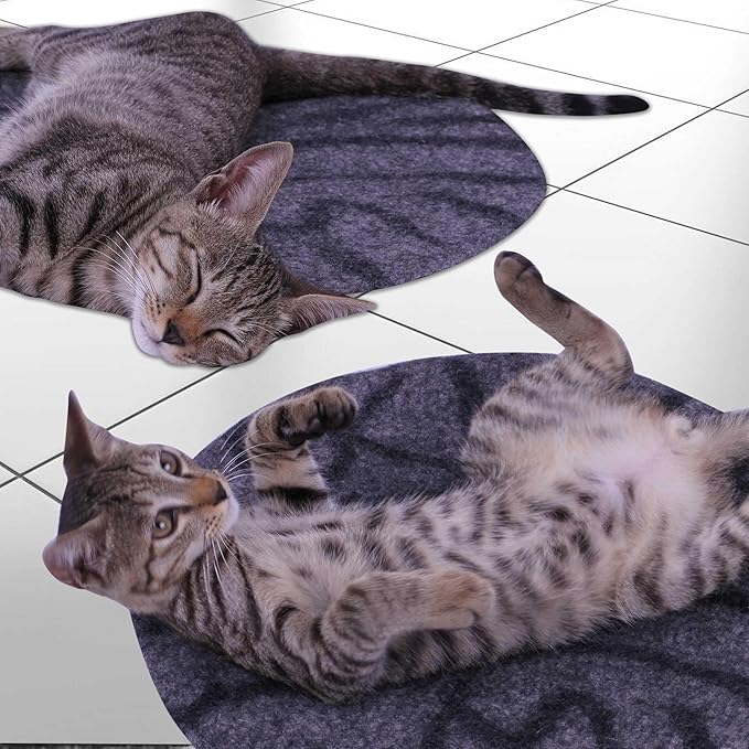 Cat Bed Mat Natural Merino Wool Cozy Large Carpet Pad for Pet Cats Kitty Small Dog House Warm Organic Sheep Wool Scratch Floor Mats Rug Bedding (Gray Tiger, Large)
