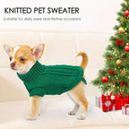 XS Dog Sweater, 2 Pieces Knitted Turtleneck Christmas Dog Sweaters Winter Dog Clothes for Small Dogs Teacup Chihuahua Yorkie Warm Puppy Pet Cat Sweater Outfits, Green and Purple, XSmall