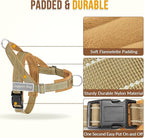Lukovee No Pull Dog Harness & Leash Set - Heavy Duty Dog Vest Harness with Soft Padded for Medium Large Dogs, Adjustable Reflective Tactical Pet Harness for Easy Walk and Training (L, Yellow)