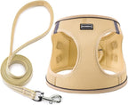 Dog Harness with Leash Set, No Pull Adjustable Reflective Step-in Puppy Pet Vest Harnesses for Small Medium Large Dogs and Cats,Beige L