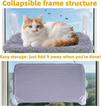 YUNIQUE 2PC Cat Window Perch, Upturned Edge Bracket, Portable Wall Hammock for Indoor Cat, Grey