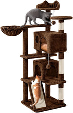 Yaheetech 57 inches Cat Tree for Indoor Cats, Multi-Level Cat Tower w/ 3 Perches, 2 Cat Condos, 2 Hanging Balls and Scratching Posts, Brown