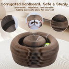 Qoosea Kitty Kurlz Indoor Cat Toy, Cat Paw-Shaped Accordion Cat Scratcher with Bell Ball & Magnetic Design, Made of Corrugated Cardboard and Sturdy