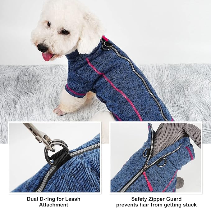 cyeollo Dog Jacket Warm Fleece Coat Dog Sweater Reflective Jackets Zipper Up Coats Step in Winter Small Dogs Clothes Pet Apparel