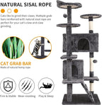 BLKMTY Cat Tree 54" Tall Cats Tower Large Cat Condo Climber Cats Climbing Stand with Top Perches Playhouse and Climbing Ladder Kitty Activity Tree w/Scratching Post Toys, Ashy