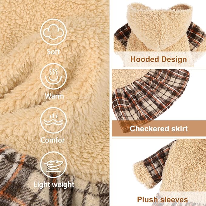 Dog Hoodie Dog Sweater Puppy Clothes for Small Dogs Boy Girl Pet Hoodies for Dogs Cold Weather Doggie Coats Fall Doggy Sweatshirt for Chihuahua Yorkie Cat Sweater Costumes, Khaki, XXS