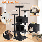 FDW Cat Tree 54in Cat Tower Multi-Level Durable Cat Scratching Post & Cozy Fun Cat Jumping Platform Space Saving Cat Condo Pet Play House for Indoor Cats,Grey