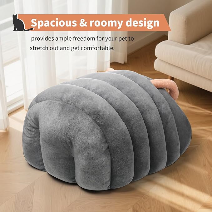 Indoor Cat Bed - Cat Cave Bed, Warm and Soft Plush, Cat Hideout, Cartoon Caterpillar Design, Thickened and Insulating, Foldable for Easy Storage, Suitable for Cats