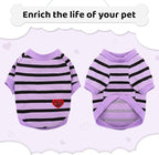 Dog Shirts for Small Dogs, Striped T-Shirts Dog Vest Pet Apparel Tee Shirts Spring Summer Suitable for Small and Medium Large Pets French Bulldog Bichon, Purple XS