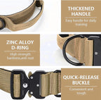 Heavy Duty Tactical Dog Collar, Adjustable Nylon with Metal Buckle, Multiple Colors (Tan, XL)