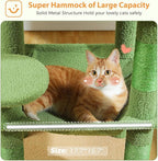 PEQULTI 45.7'' Cactus Cat Tree for Indoor Cats with Metal Frame Big Hammock, Cat Tower for Small or Medium Cats with Cat Condo House, with Scratching Posts and Top Perch, Green