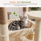 Globlazer 80 Inch Cat Tree for Large Cats, Stable Multi-Level Cat Tree with 2 Condos & Sisal Scratching Posts for 2-3 Cats, Thickened Base Space Saving Cat Tree Tower, F80G, Beige