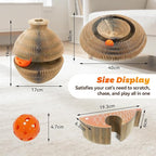 Magic Organ Cat Scratcher, Kitty Kurlz Cat Toys Cardboard Cat Scratching Board, Interactive Cat Toys for Indoor Cats, Mental Physical Exercise Cat Toys with Bell Ball