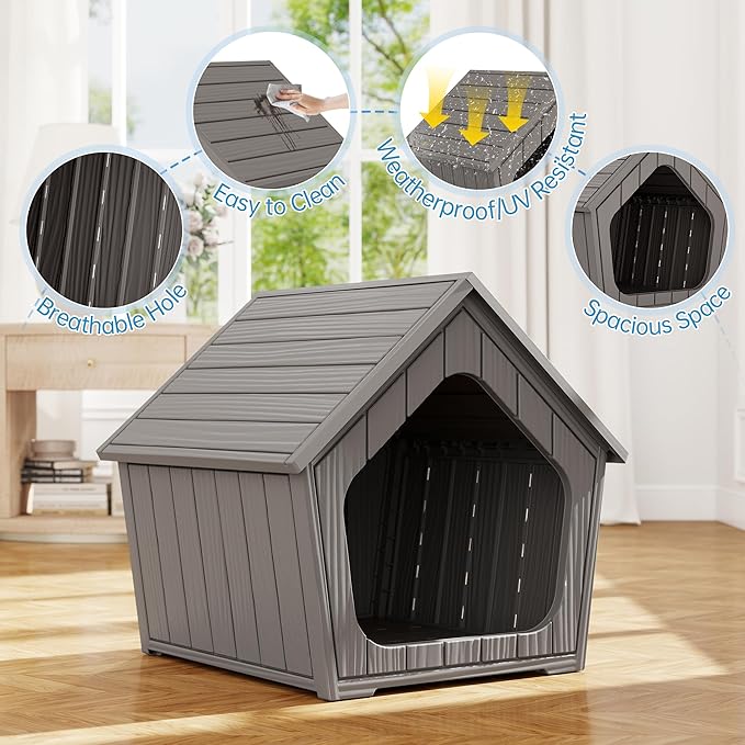 KAMABOKO Outdoor Cat House – Durable Pet Shelter with Ventilation for Indoor & Outdoor, Removable Roof, Easy to Clean, Comfortable Cozy Hideout for Cats(Gray)
