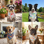 ADOGGYGO 4 Pack Floral Dog Bandanas, Colorful Flower Pet Scarf Bib, Spring Summer Floral Bandanas Costume Accessories for Medium Large Dogs (Large)