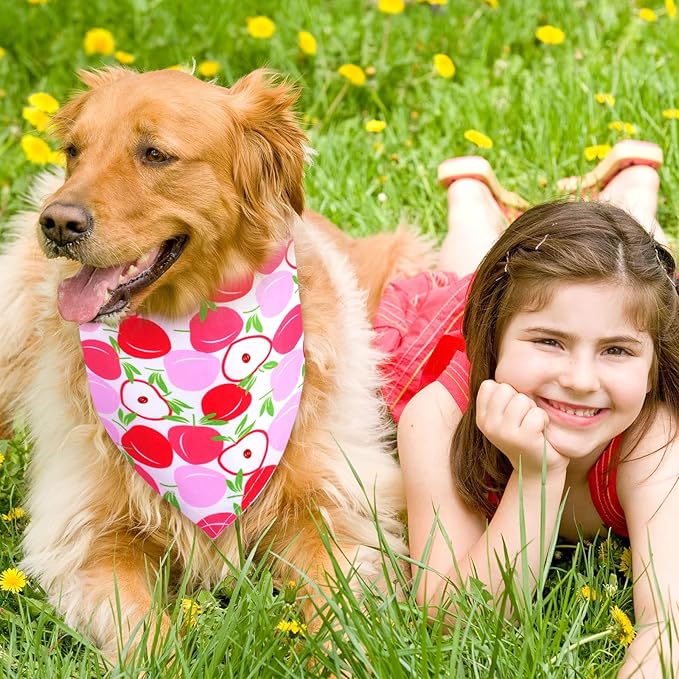 Eccliy 30 Pack Spring Dog Bandanas Bulk Summer Fruit Pet Bandanas Soft Triangle Dog Scarfs Polyester Bandana Pet Costume Cute Scarf Bibs with Flowers Patterns for Medium Large