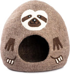 Luxurious Merino Wool Cat Cave - Foldable Hideaway Pod for Indoor Cats - Premium Felt Kitten Pet Enclosure - Covered Cat House for Ultimate Cozy Comfort by Woolygon (Sloth)