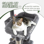MUTICOR 66 Inches Multi-Level Large Cat Tree Tower for Indoor Big Feline/Cozy Plush Perches/Condo/Sisal Scratching Posts/Hammock and Baskets/Activity Center Play House/Wide Base/Grey