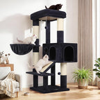 Globlazer Extra Thick Scratching Posts Tower Sturdy 50-inch Corner Cat Tree Tower for Indoor Cats, Cat Tower for Adult Cats with Scratching Board, Kitty Condo, Basket, S50, Dark Gray