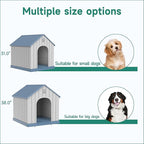 VIXZEN Dog House Outdoor Large Breed - 38 Inch Weatherproof PP Resin Doghouse with Elevated Floor, Open Design & Easy Assembly, Large Dog Houses for Large Dogs Outside (Blue)