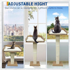 GarveeLife Cat Window Perch with Tall Scratching Posts and 2 Platforms, 40 in Sisal Climbing Tree Hammmock with Suction Cups, 2 Install Ways, Cats Window Bed with Removable Cushion