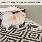Ceramic Dog Bowls for Small Size Dog - 5'' Round × 2 Tall Dog Food Bowl & Water Bowl Set of 2 - Small Dog Bowls with Anti-Slip Rings - 2 Cups Food and Water Bowls for Dogs and Cats
