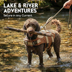 ASENKU Dog Life Jacket - Pet Safety Vest for Swimming & Boating, Shark Life Jacket with Floatation, Dog Lifesavers Swimsuits for Small Medium Large Dogs (Brown, 2XL)