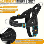 Lukovee No Pull Dog Harness & Leash Set - Heavy Duty Dog Vest Harness with Soft Padded for Medium Large Dogs, Adjustable Reflective Tactical Pet Harness for Easy Walk and Training (XL, Black)