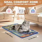 Sisal Cat Scratcher Mat, Cat Wall Scratcher for Indoor Cats, 23.6x15.7 Inch Cat Scratch Pad with Hook & Loop, Wall Mounted Cat Scratching Post to Protect Couch and Carpet（Irises）