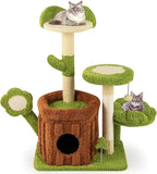 PETSITE Forest-Themed Cute Cat Tree, 36 Inches Tall with Sisal Scratching Posts and Board, Condo, Dangling Ball, and Spring Toy, Ideal for Indoor Small & Medium Cats (21.5 x 16 x 36 inches)