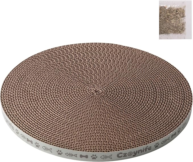 Round Cat Scratcher Pad 10 Inch Diameter - 3/5 Inch Thick Cardboard Refill, Universal for Round Scratching Posts, Standalone for Indoor Cats (1 PCS)