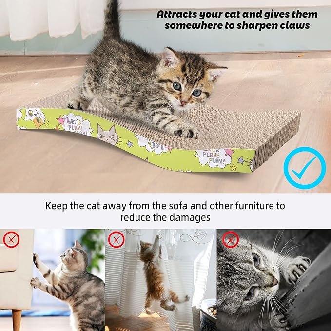 PrimePets Cat Scratchers Cardboard, Curved Shape Cat Scratch Pad, Cat Scratching, Corrugated Board Reversible with Catnip for Indoor Cats