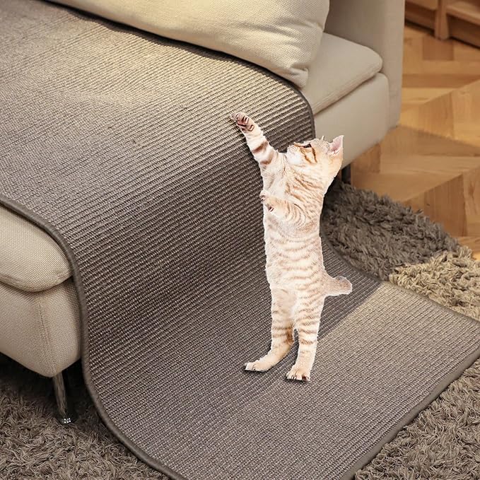 Extra Large Cat Wall Climbing Carpet, 67"X 24" Thickened &Tall Cat Scratch Pad with 8 Nails, Door Hanging Sisal Pet Scratcher Mat for Furniture Couch Sofa Protector(Grey)