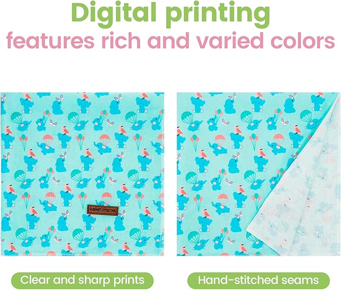 Elegant little tail Dog Bandana, Cute Blue Elephant 1PC Washable Dog Scarf Female or Male Square Bib Kerchief Scarf Adjustable Pet Bandana for Medium Large Dogs