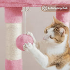 Yaheetech Cat Tree, 42in Play Tower for Indoor Cats, Kitten House with Large Perch & Scratching Posts & Cozy Condo & Scratching Ramp, Cat Furniture Activity Center, Pink