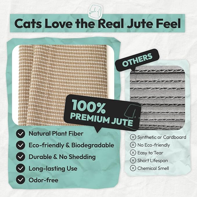 Cat Scratcher for Indoor Cats, L-Shaped Cat Scratching Board & Ramp, Solid Wood Cat Scratch Pad, with Hanging Ball & 3 Bottom Play Balls, Ideal for All Cats (Wood Grain, L)