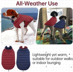 Lelepet Reversible Dog Coat Waterproof Dog Jacket Windproof Puffer Vest for Winter Warm Lightweight Coats for Medium Dogs Adjustbale Hook & Loop Pet Apparel with Leash Hole, French Bulldog, Wine Red L