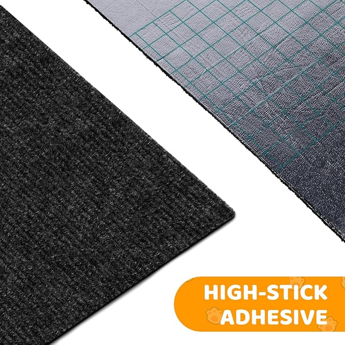 Cat Scratching Mat Self-Adhesive, 78.7'' x 15.8'' Trimmable Cat Scratch Pads Furniture Protector, DIY Climbing Cats Scratching Carpet for Couch, Door Frame or Wall Corner Protector (Black)