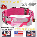 ADITYNA Heavy Duty Dog Collar for Large Dogs - Camo Pink Collar with Handle for Training, and Walking - Wide, Neoprene Padded for Large Female Dogs