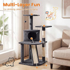 PETSITE 44-inch Multi-Level Cat Tree, Modern Cat Tower with Sisal Scratching Posts, Cozy Condo, Playful Cat Hole, Sisal Covered Ladder, and Dangling Ball, Ideal for Indoor Cats and Kittens (Dark Grey)